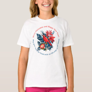 God Jul och Gott Nytt År! Röd fågel BOHO T Shirt