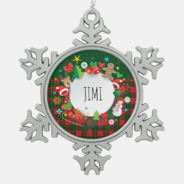 God jul och Gott nytt år! Skottland Mönster Snöflinga Pewter Julgransprydnad