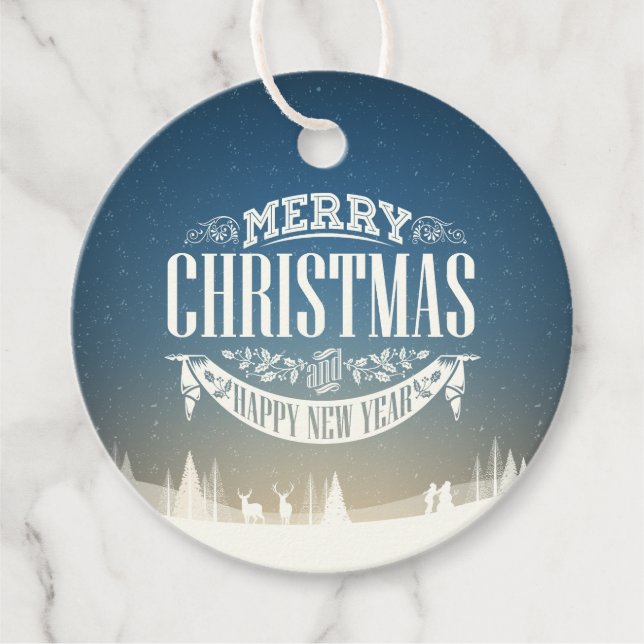 God jul och Gott nytt år Snö Gåvor Etiketter (Framsida)
