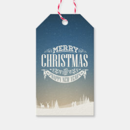God jul och Gott nytt år Snö Presentetikett