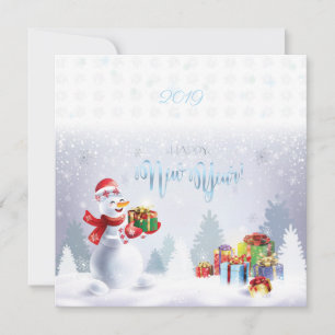 God jul och Gott nytt år! Snögubbe-kort