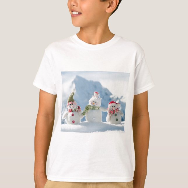 God jul och gott nytt år Snömän Tee (Framsida)