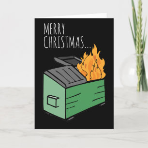 God Jul och Gott Nytt År Soptunna Eldsvåda Kort