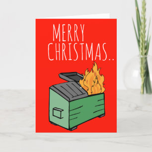 God Jul och Gott Nytt År Soptunna Eldsvåda Kort