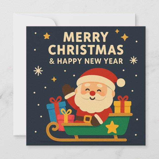 God Jul och Gott Nytt År - Tomte Inbjudningar (Framsida)