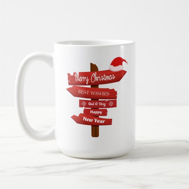 God Jul och Gott Nytt År Trä Pilar Kaffemugg (Vänster)