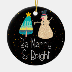 God jul och gott prydnadsföremål i Snögubbe Träd Julgransprydnad Keramik