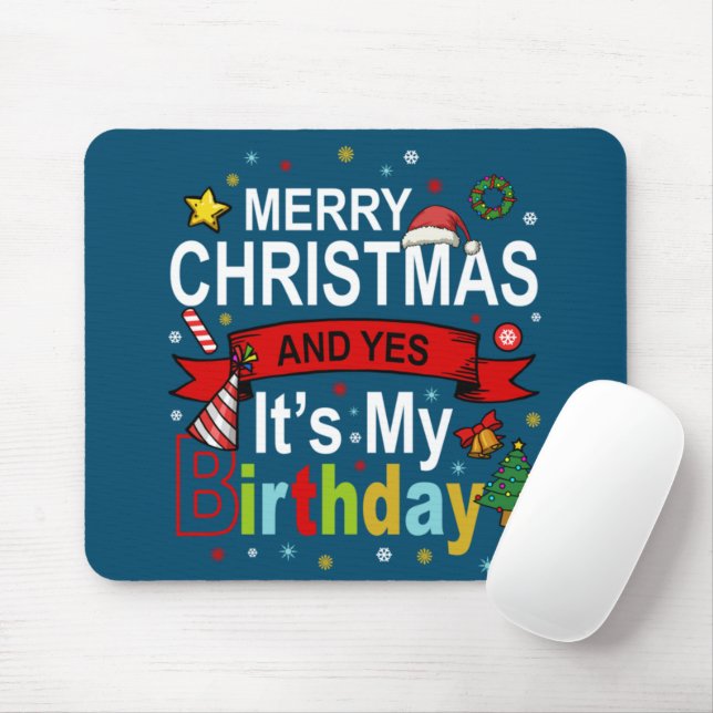 God jul och ja, det är min födelsedag. musmatta (Med mus)