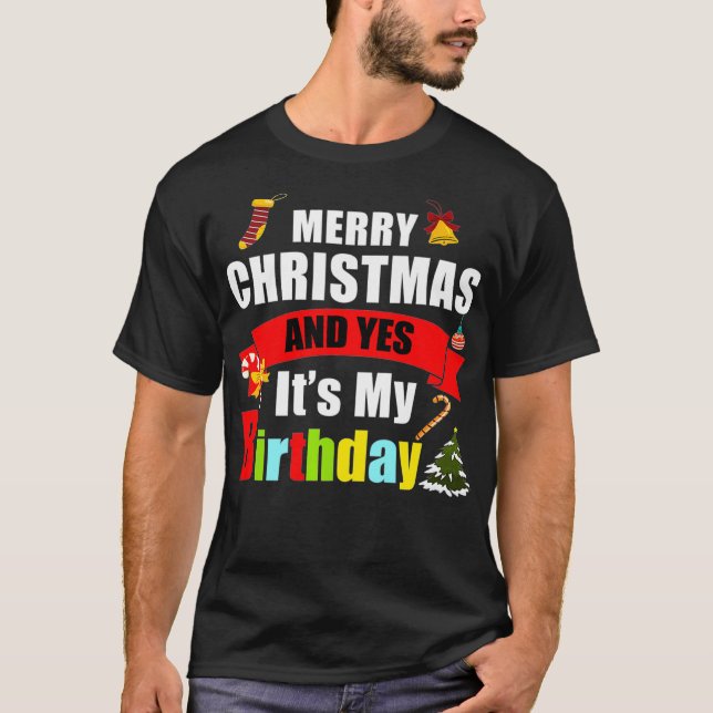 God jul och ja till min födelsedagspremie t shirt (Framsida)