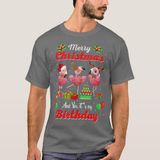 God jul och ja till min Rosa Flami på födelsedagen T Shirt