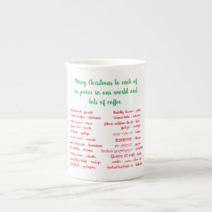 God jul och kaffe på olika språk benporslin mugg