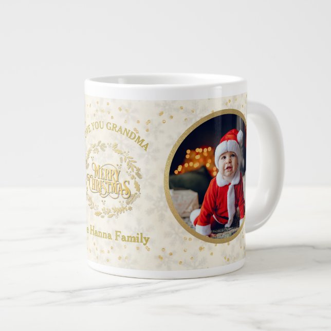 God jul och Kärlek You Grandma | Två foton Jumbo Mugg (Framsida höger)