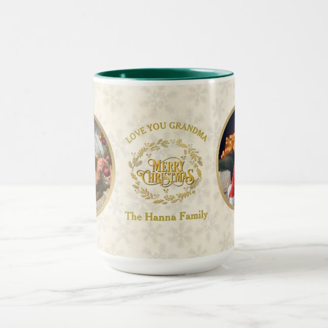 God jul och Kärlek You Grandma | Två foton Mugg (Center)