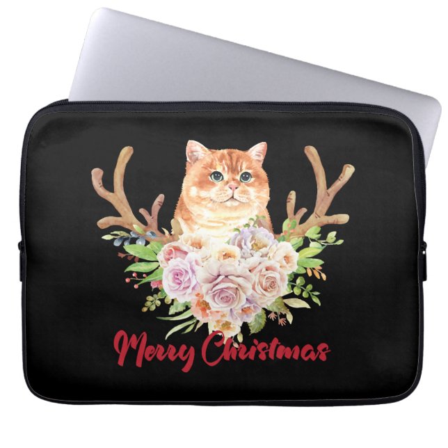God jul och Katt Laptop Fodral (Framsidan)