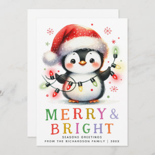 God Jul och ljus Cute Penguin Jul Julkort