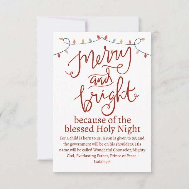 God jul och Ljus Heliga Nattrött skript Anteckningskort (Framsida)