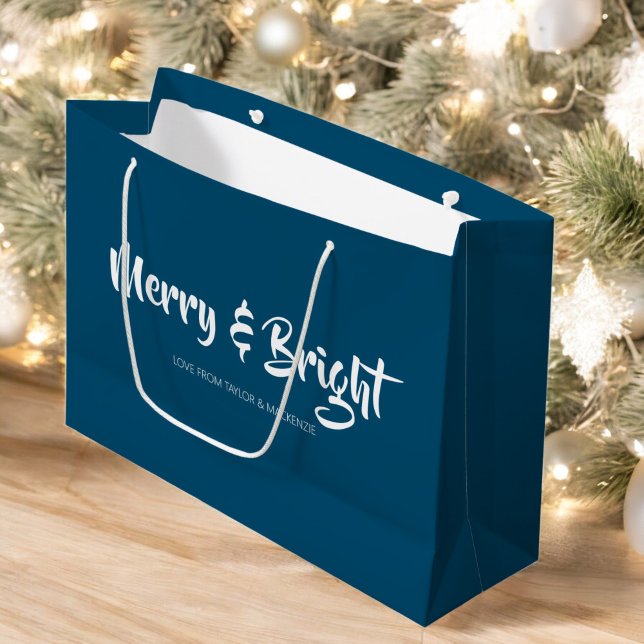 God jul och ljus Personlig (Christmas Merry and Bright Personalized Large Gift Bag by Ricaso. Add your own text. Other colors)