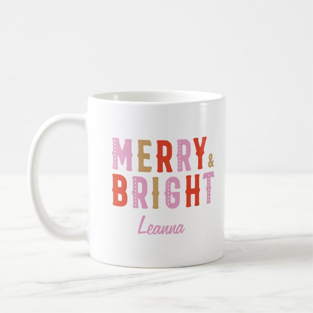 God jul och ljus Rosa och Röd Kaffemugg (Vänster)
