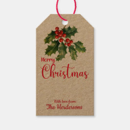 God jul och Lycklig Helgdag Mistletoe Presentetikett