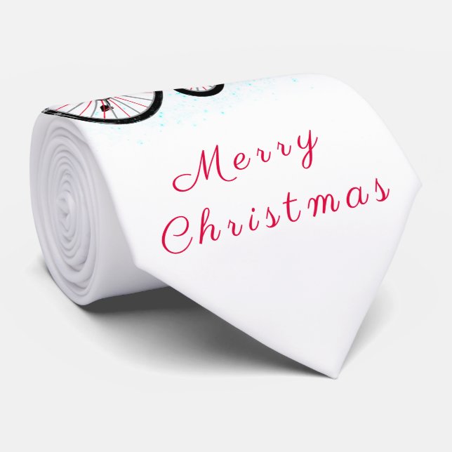 God jul och Neck Tie Gift Gnome med Bike och Gifts Slips (Rullad)