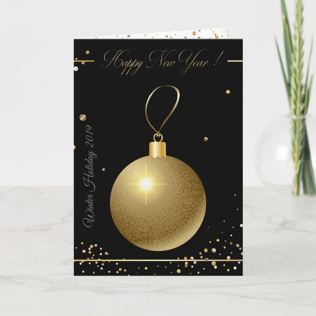 God jul och nyår! 20XX Guld Luxury Helgkort (Framsida)