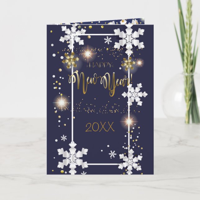 God jul och nyår! 20XX Guld Luxury Helgkort (Framsida)