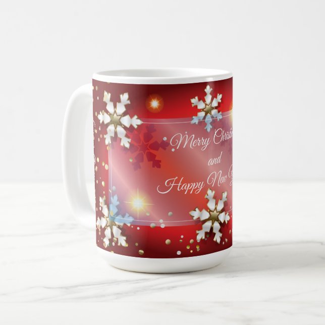 God jul och nyår! 20XX Silver Luxury Red Kaffemugg (Framsida vänster)