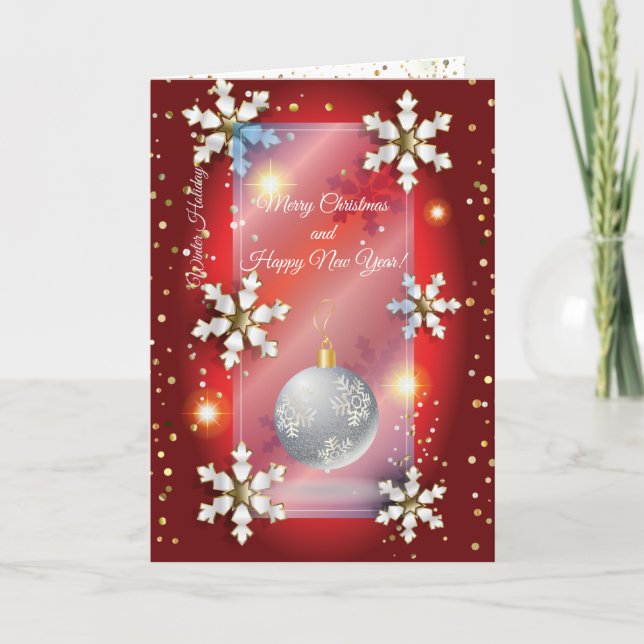 God jul och nyår! 20XX Silver Luxury Red Kort (Framsida)