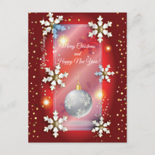God jul och nyår! 20XX Silver Luxury Red Vykort