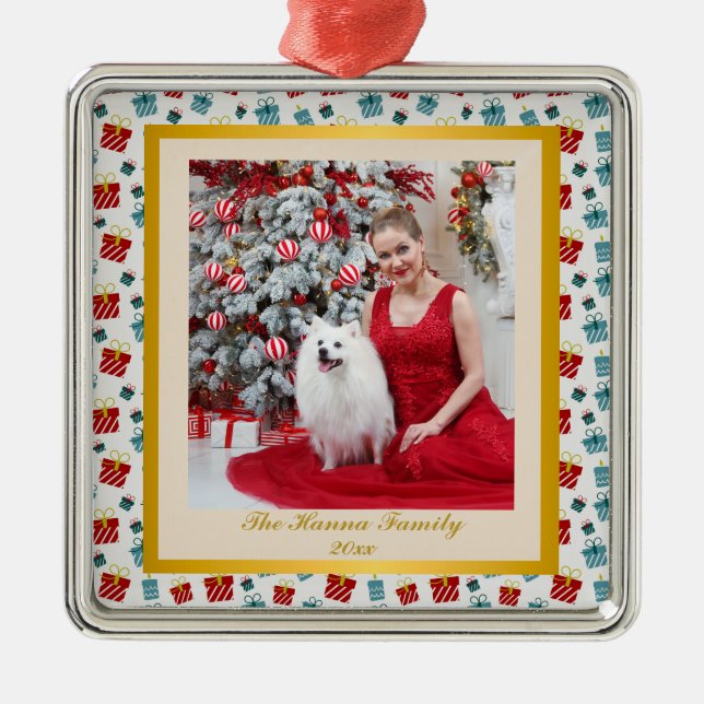 God jul och nyårspressionsbakgrund mönster julgransprydnad metall (Framsidan)