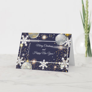 God jul och nytt år! 20XX Silver lyx Helgkort