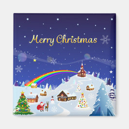 God jul och Rainbow Santa Magnet