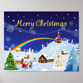 God jul och Rainbow Santa Poster