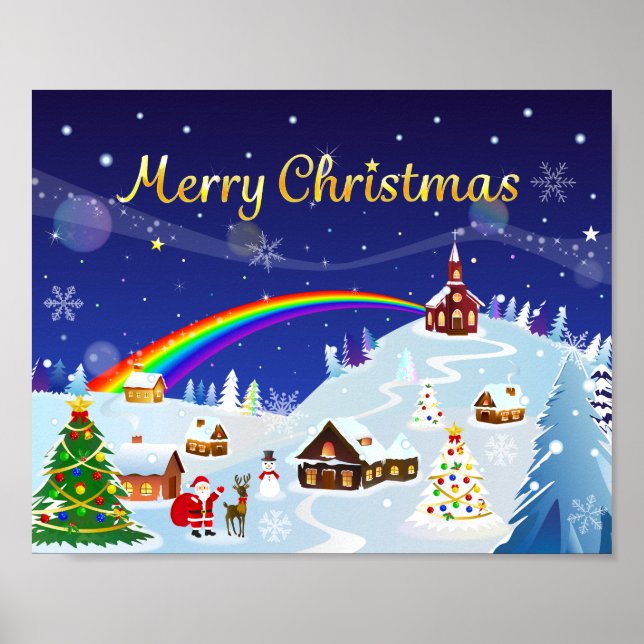 God jul och Rainbow Santa Poster (Framsidan)