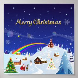 God jul och Rainbow Santa Poster
