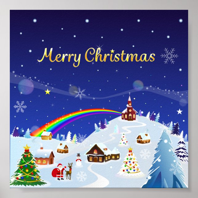 God jul och Rainbow Santa Poster (Framsidan)