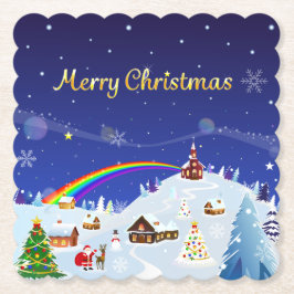 God jul och Rainbow Santa Underlägg Papper