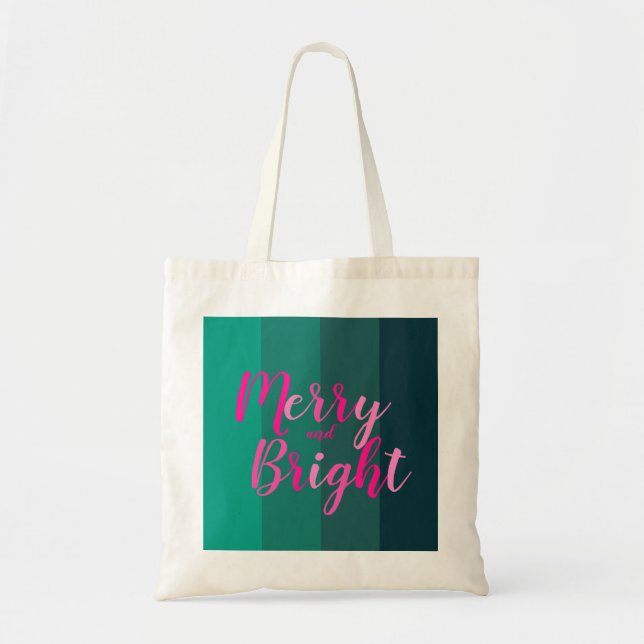 God jul och Rosa för Bright Grönt Tygkasse (Framsidan)