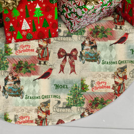 God jul och Säsonhälsningar Julgransmatta Borstad Polyester