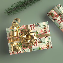 God jul och Säsonhälsningar Vintage Presentpapper