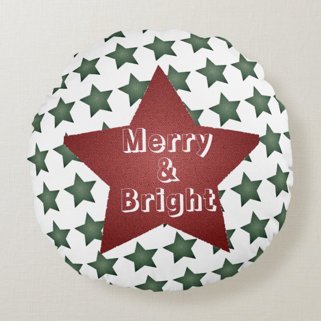 God jul och smart Star Mönster Rund Kudde (Framsidan)