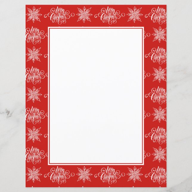 God jul och snöflingor brevpapper (Framsida)