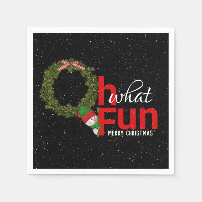 God jul och snögubbe pappersservett (Framsidan)