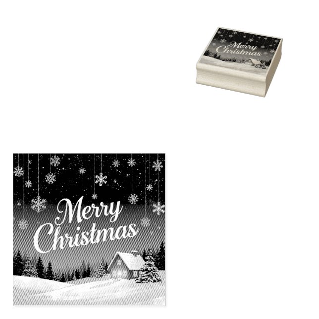 God Jul och snöscen Stämpel (Stämplad)