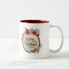 God jul och träbark och blommor Två-Tonad mugg
