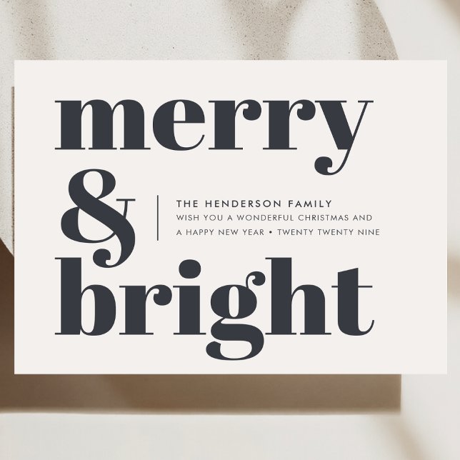 God jul och Trendig i svartvitt Julkort (Stylish, festive, and fully customizable - create your monochrome typography holiday card today)