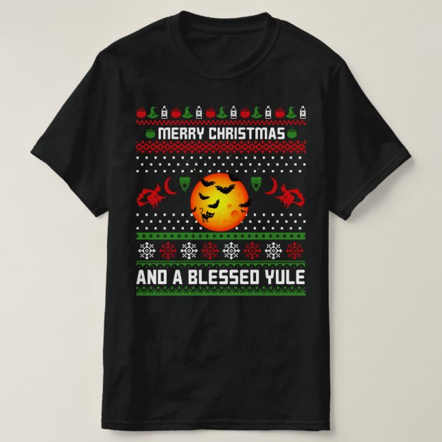 god jul och välsignad yule t shirt (Design framsida)