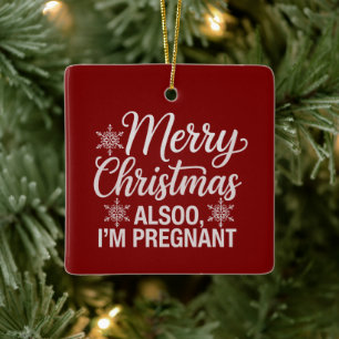 God Jul Också Jag Är Gravid Bebis Annonsering Julgransprydnad Keramik