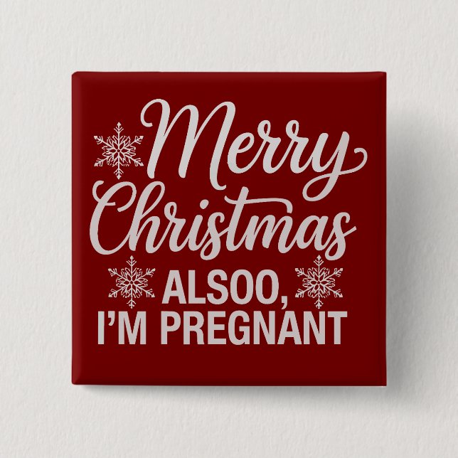 God Jul Också Jag Är Gravid Bebis Annonsering Knapp (Framsida)