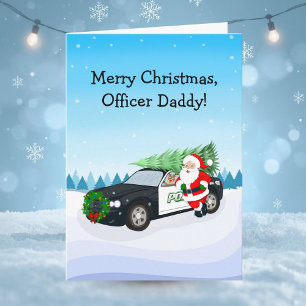 God Jul Officer Pappa Tomte Med Polisbil Kort